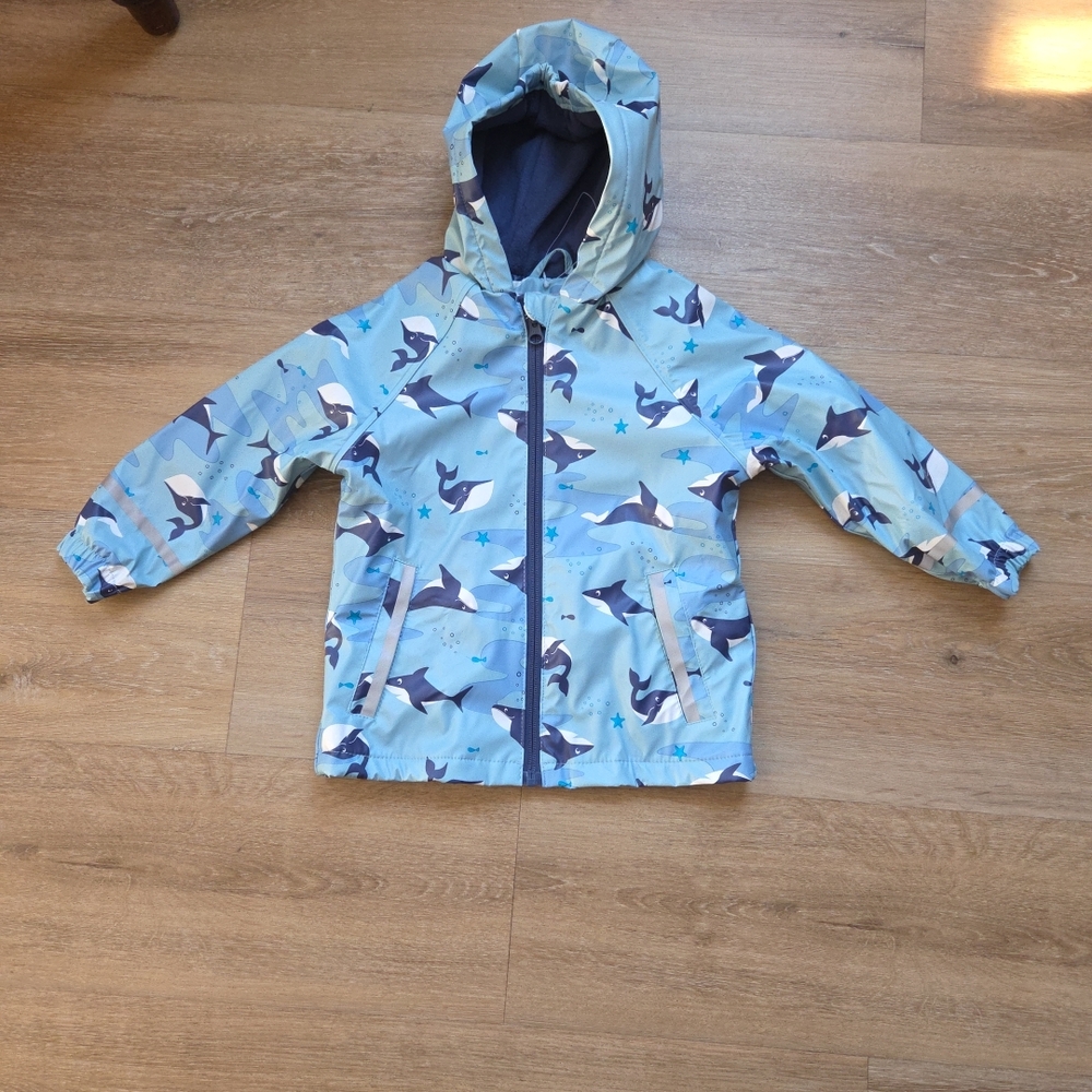 Lupilu Waterproof Hooded Rain Jacket Whale Design Blue 12-24 mnts NWOT